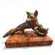 Antique sculpture "Fox on the Hunt", bronze, marble, cabinet plastic, 20th century
