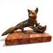 Antique sculpture "Fox on the Hunt", bronze, marble, cabinet plastic, 20th century