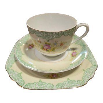 Tea set, porcelain, three-piece, Japan